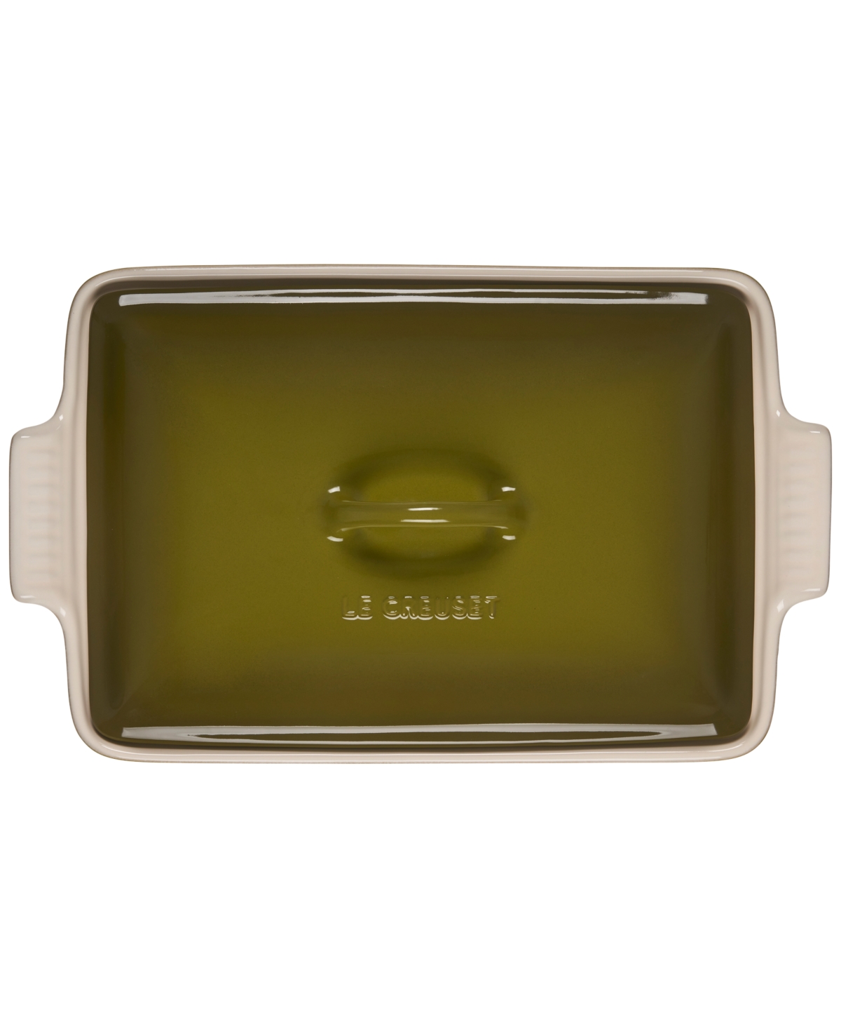 LE CREUSET HERITAGE STONEWARE 12" X 9" COVERED RECTANGULAR BAKING DISH 