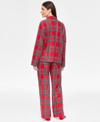 Family Pajamas Women's 2-Pc. Cotton Brinkley Plaid Notch-Collar Matching Family Christmas Pajamas, Created for Macy's