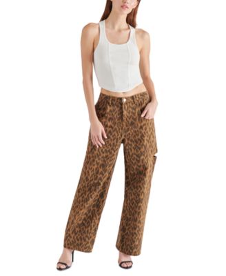 Steve Madden Women's Maise Leopard-Print Barrel-Cut Pants