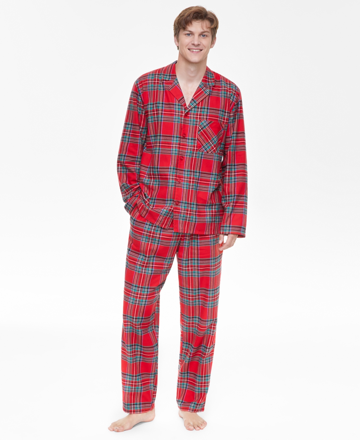 Holiday Lane Women's Brinkley Plaid Notch Collar Matching Family Pajamas Set, Created For Macy's In Brinkley Plaid