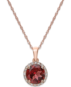 image of Citrine (1-1/10 ct. t.w. and Diamond Accent Pendant Necklace in 14k Gold (Also available in Garnet)