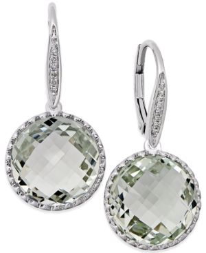 image of Prasiolite (11 ct. t.w.) and Diamond Accent Drop Earrings in 14k White Gold