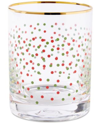 Christmas Tree Polka Dot Double Old-Fashioned Glasses, Set of 4