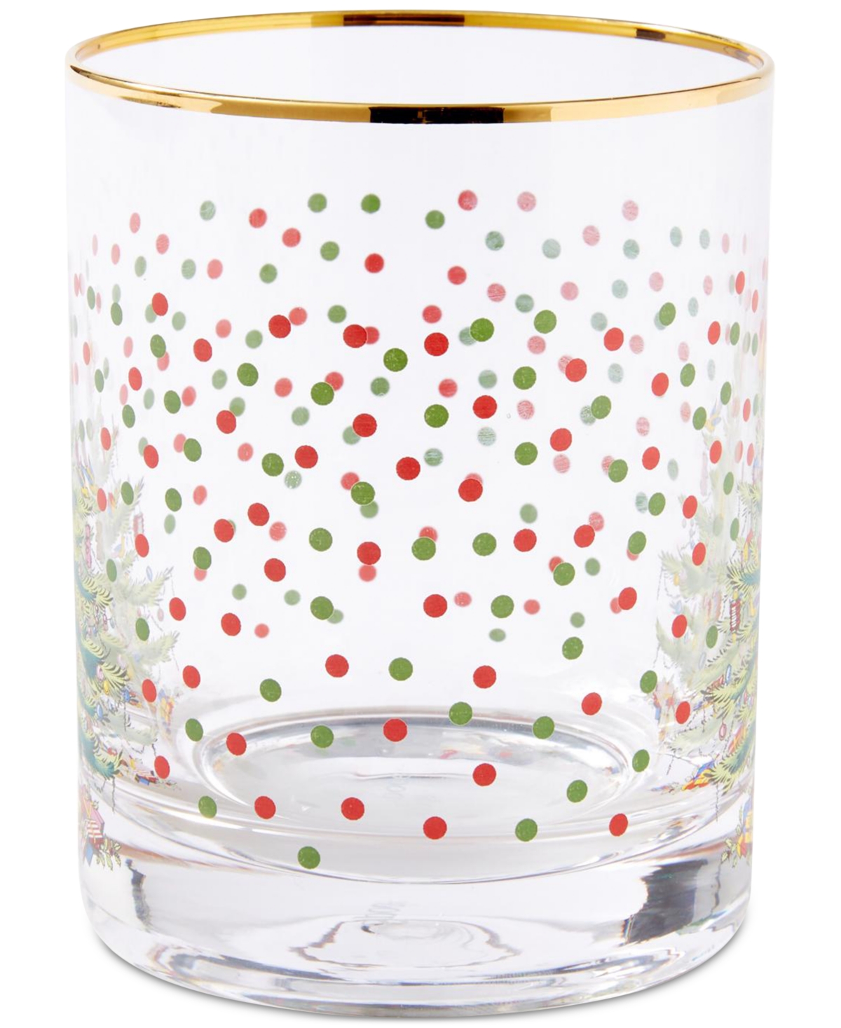 Spode Christmas Tree Polka Dot Double Old-fashioned Glasses, Set Of 4 In Green