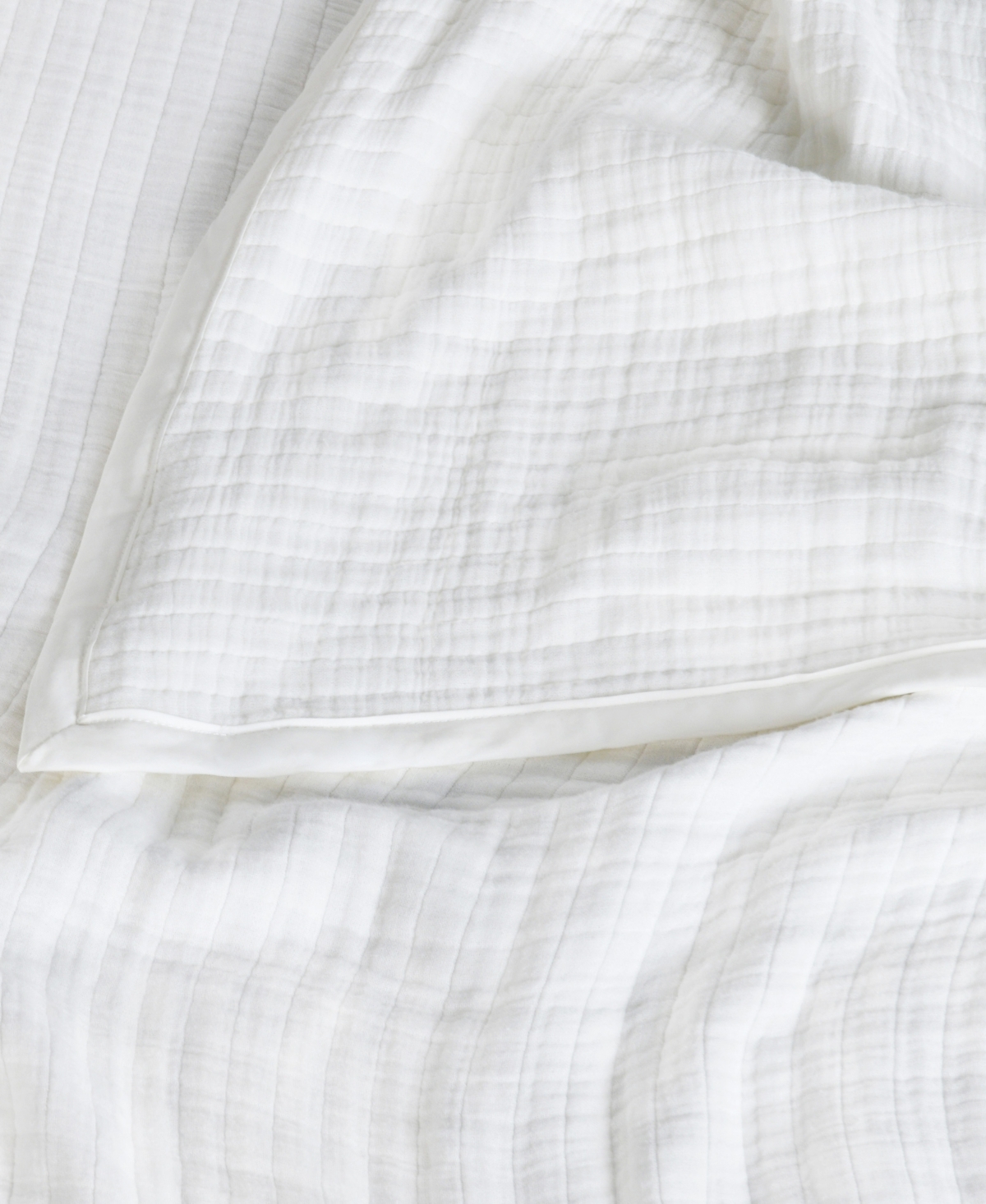 Melange Cotton Gauze Blanket, Full/queen In White