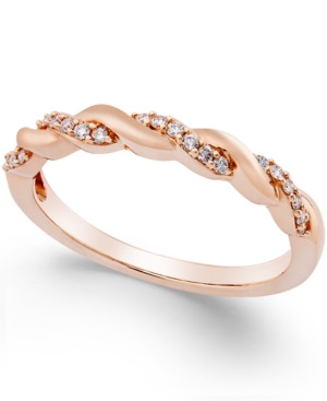 image of Diamond Twisted Band (1/8 ct. t.w.) in 14K Yellow, White or Rose Gold