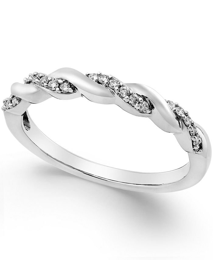 Macy's Diamond Twisted Band (1/8 ct. t.w.) in 14K Yellow, White or Rose ...