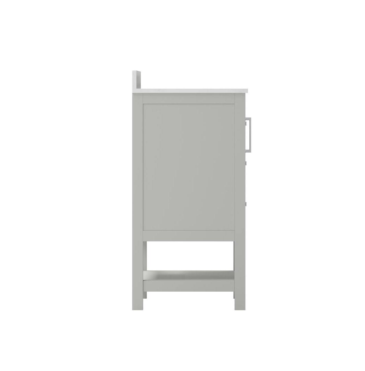 Merrick Lane Vigo Bathroom Vanity With Ceramic Sink, Carrara Marble Finish Countertop, Storage Cabinet With Soft Close Doors, Open Shelf And 3 Drawers