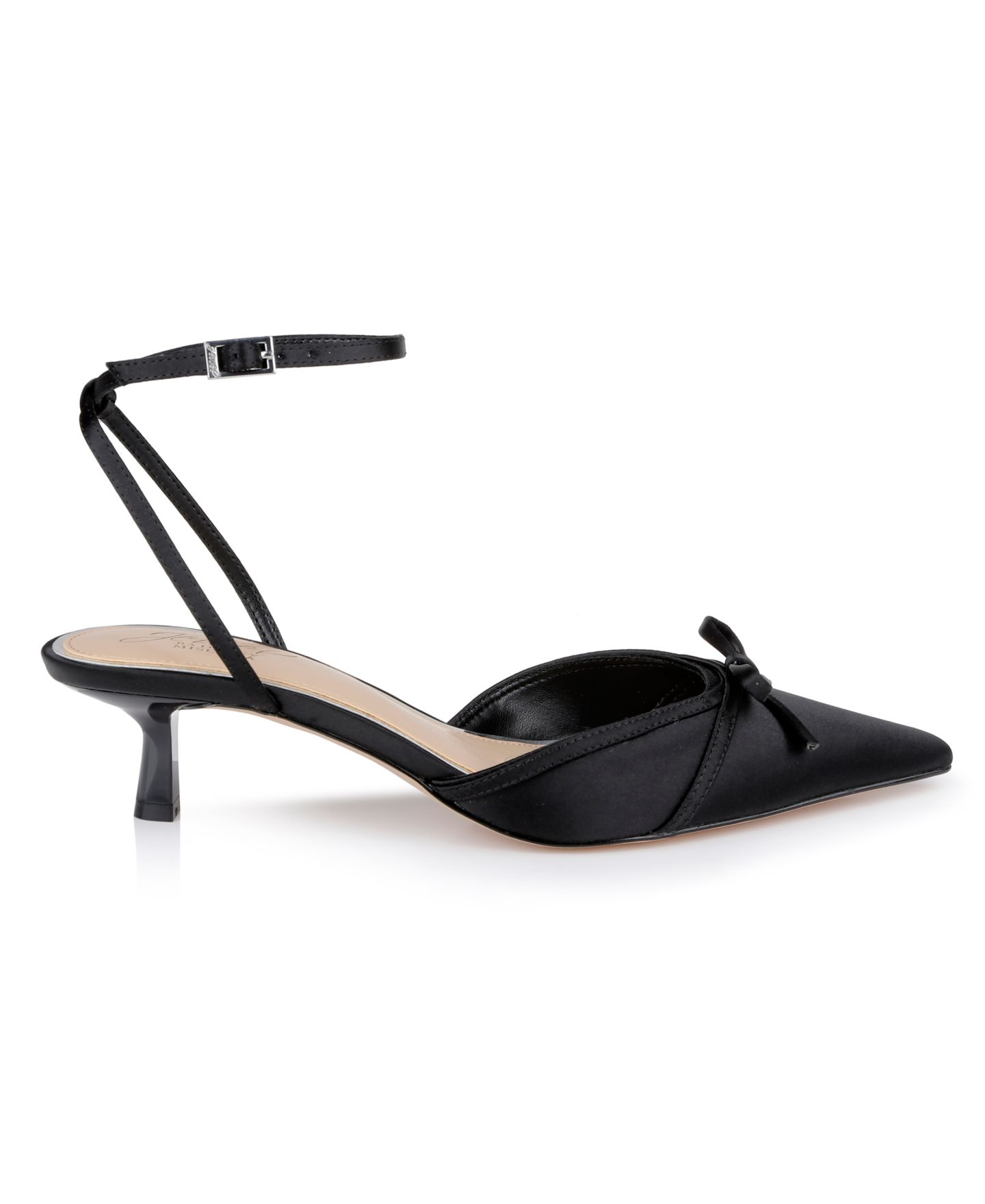 Женские туфли Jewel Badgley Mischka Talasia Kitten Heel Pumps, цвет: Чёрный атласный — фото 2