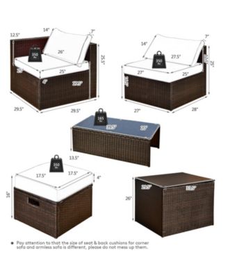 8 Pieces Patio Space-Saving Rattan Furniture Set with Storage Box and Waterproof Cover