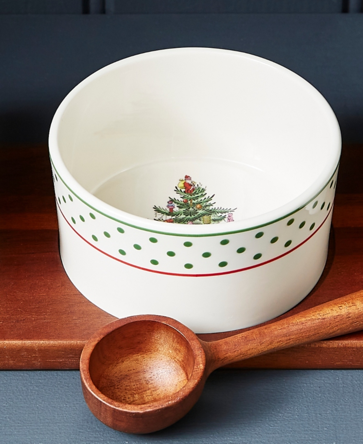 Spode Christmas Tree Polka Dot 7 Piece Condiment Set In Green