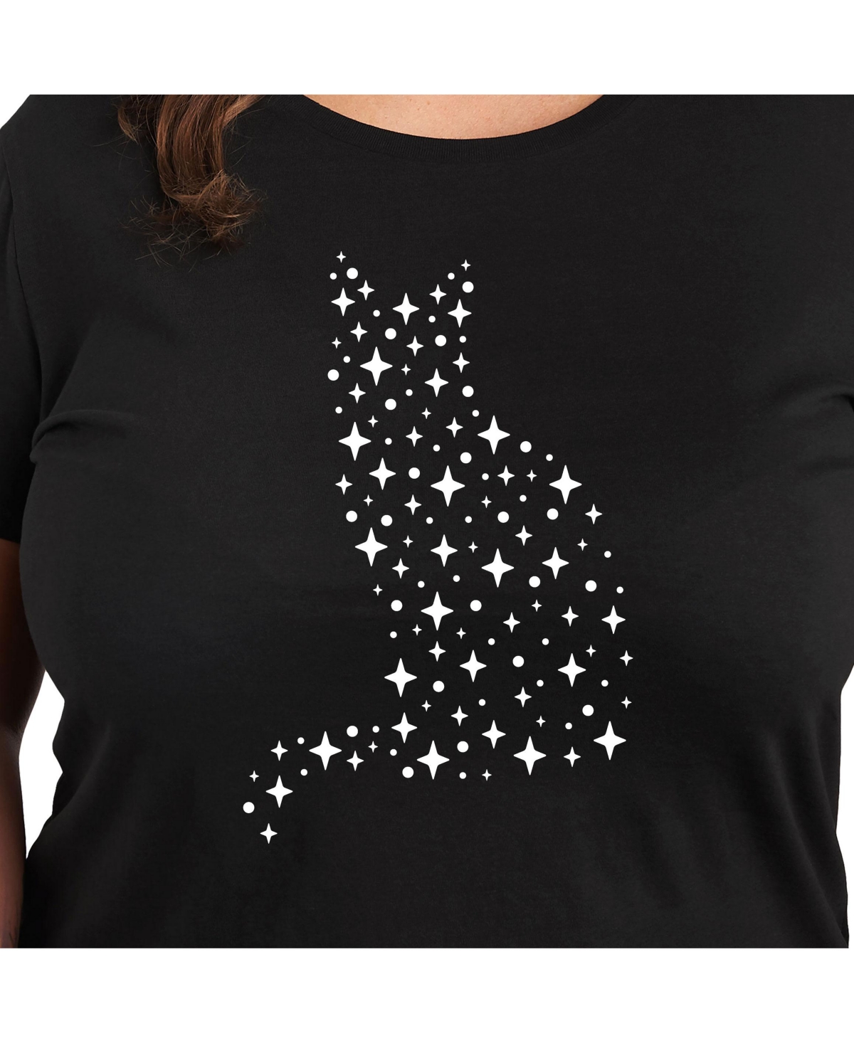 Hybrid Apparel Celestial Cat Plus Size Graphic Tee In Black