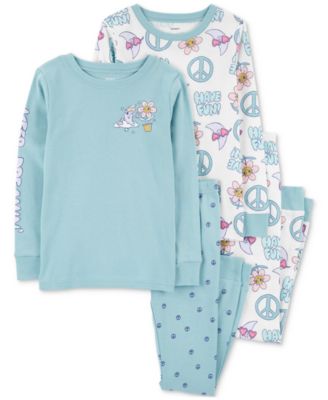 Carter's - Little & Big Girls Peace Sign 100% Snug Fit Cotton Pajamas, 4 Piece Set