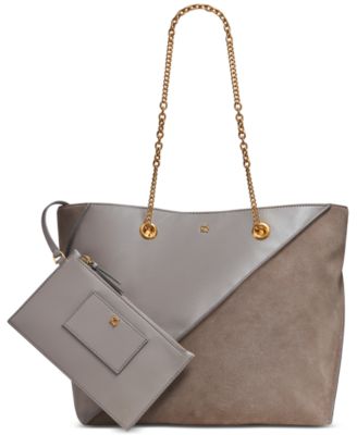 Setauket Leather & Suede Tote with Chain Strap