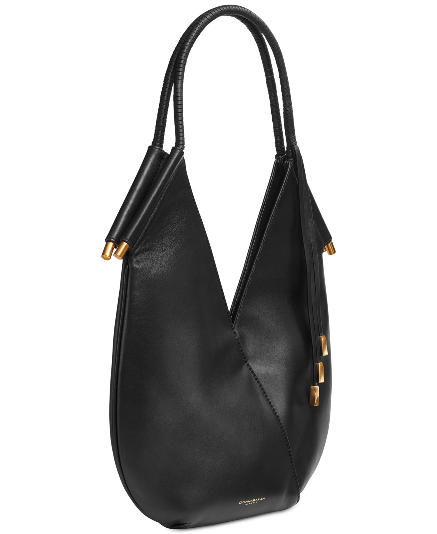 Женская сумка Donna Karan New York Baldwin Mini Shoulder with Leather Wrapped Rounded Handle, цвет: Чёрный / Золотой — фото 4