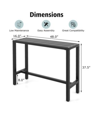 48 Inch Outdoor Bar Table with Waterproof Top and Heavy-duty Metal Frame