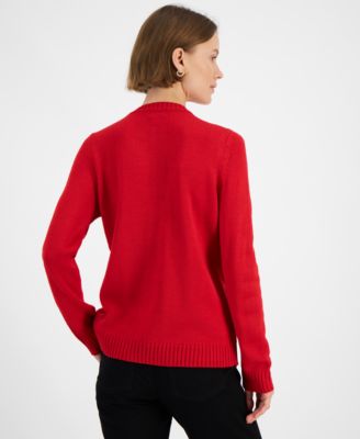 Holiday Lane Women's Penguin & Snowman Sweater, Created for Macy's