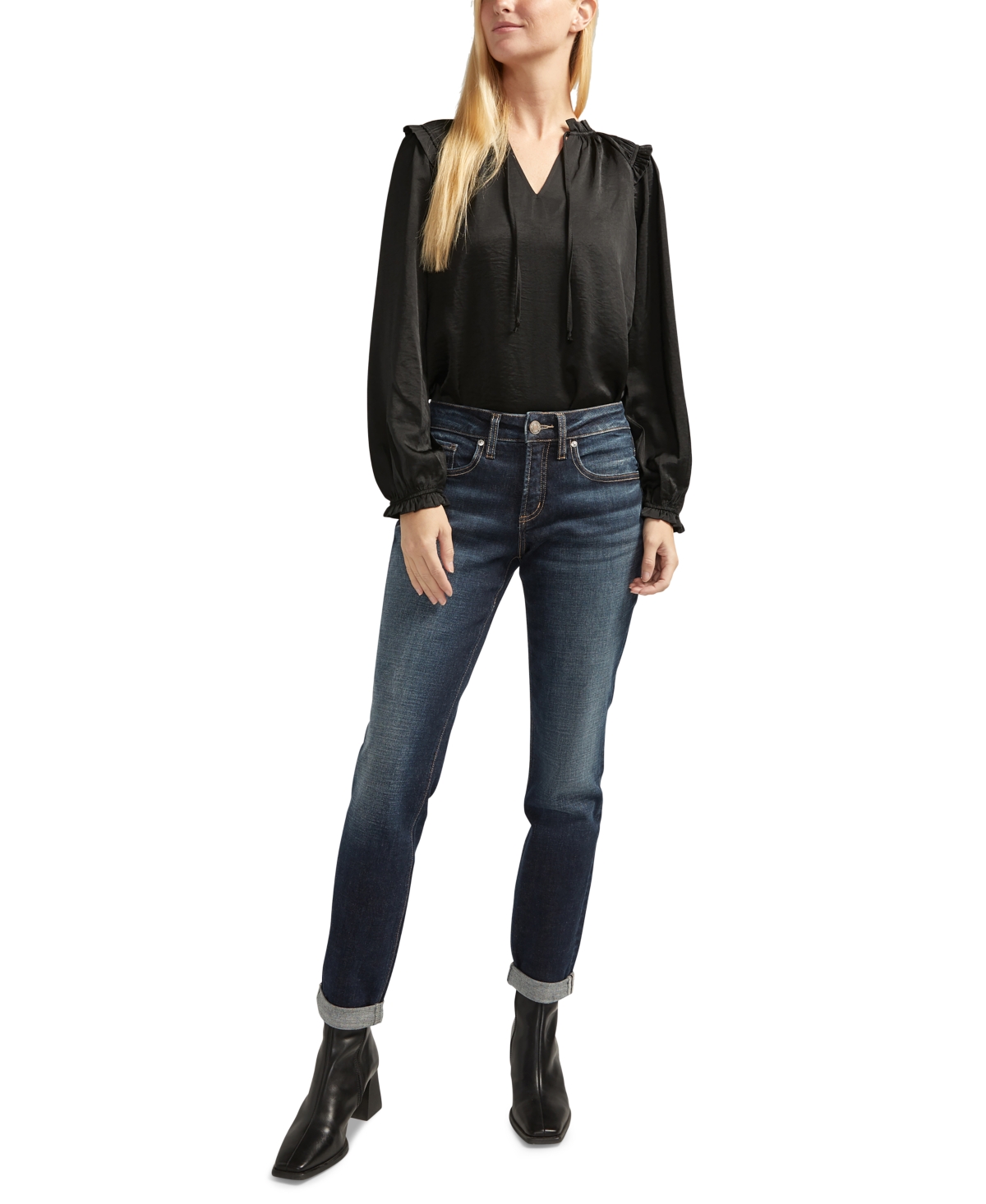 Silver Jeans Co. Women's Mid-Rise Slim-Leg Boyfriend Jeans