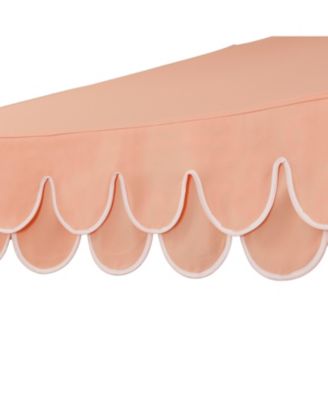 Tracy 9 ft. Classic MidCentury Scalloped Fringe Market Patio Umbrella with Auto-Tilt Crank, Wind Vent and UV Protection in Coral