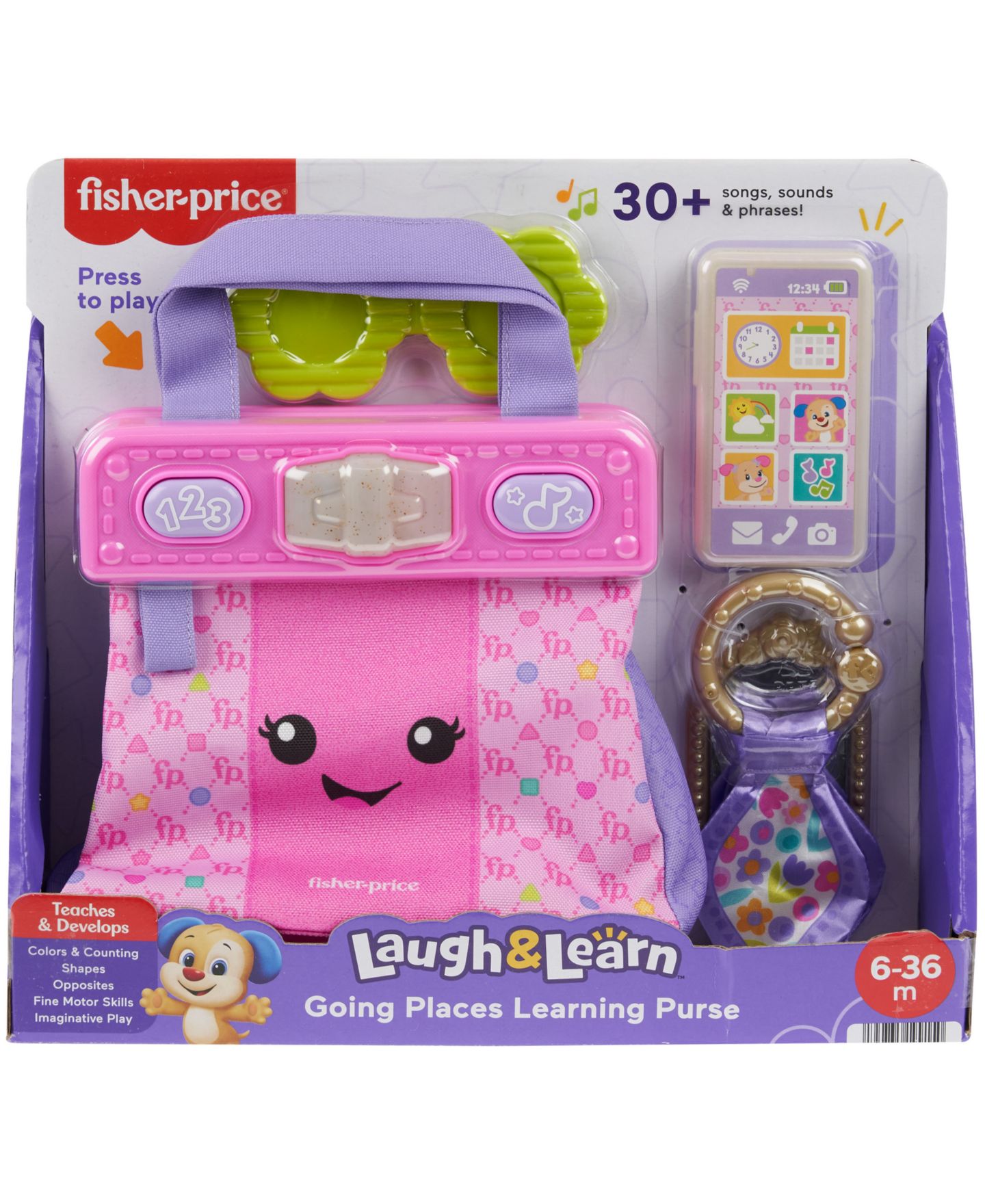 Детские игрушки Fisher Price Fisher-Price Laugh Learn Going Places Learning Purse Baby Toddler Toy Bag Accessories — фото 6