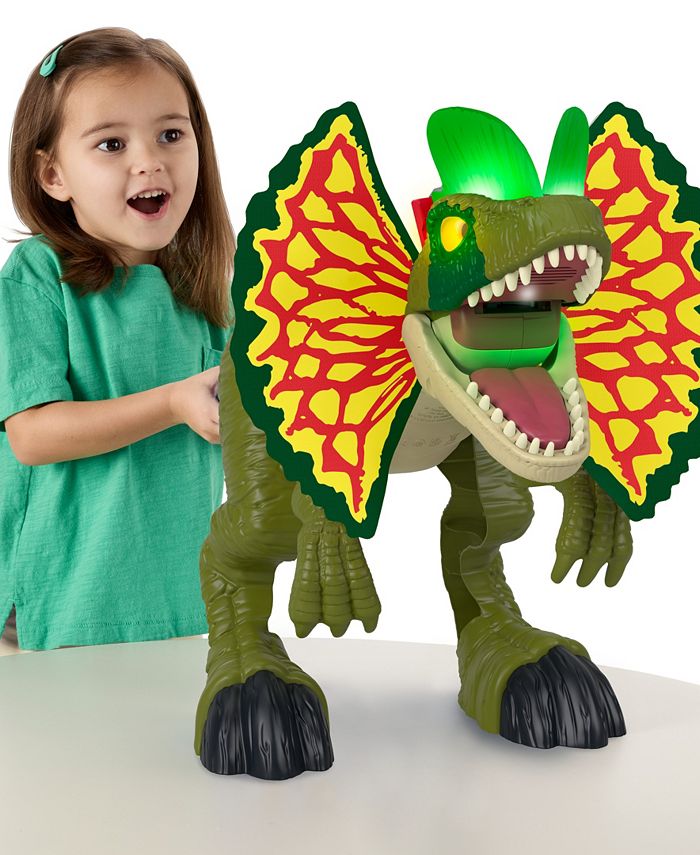Imaginext Jurassic World Thrash Attack Dilophosaurus Dinosaur Toy with Lights Sounds for Kids - Multi - No Size