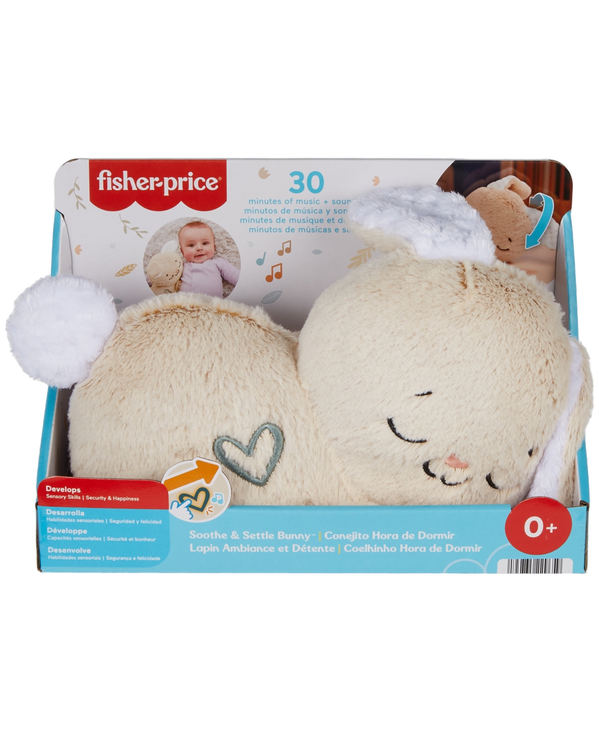 Fisher Price Fisher-price Soothe Settle Bunny Plush Baby Toy Customizable Sound Machine With Motion In Multi-color