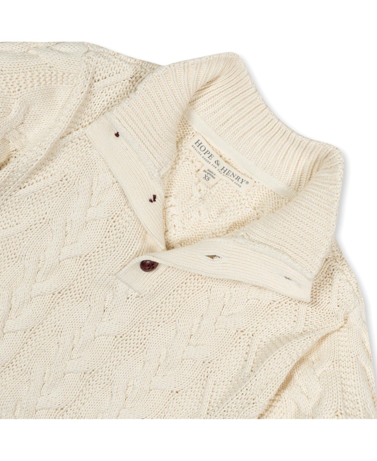 Hope & Henry Boys Organic Mock Neck Cable Sweater with Buttons
