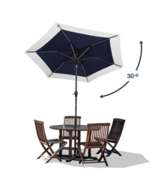 9ft 2-Tone Solar LED Patio Umbrella, 12 LEDs, Auto-Tilt, Crank, UV Protection