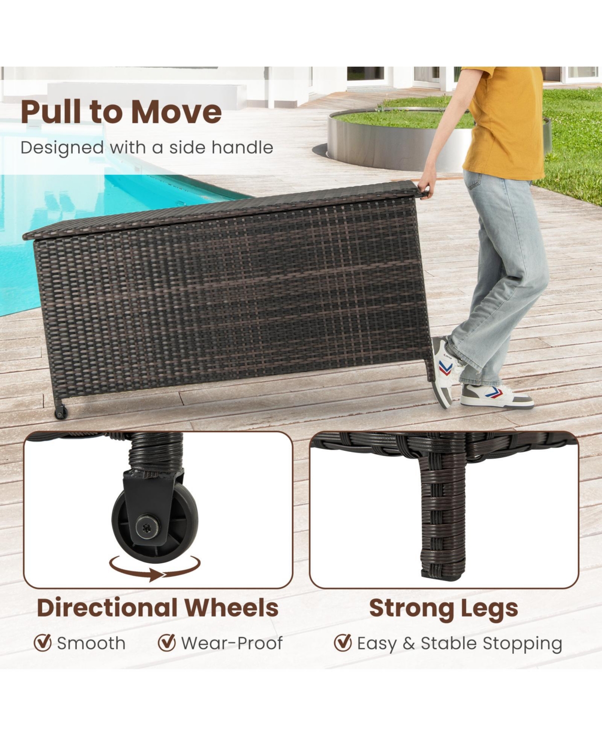 Slickblue Indoor Outdoor 85 Gallon Storage Container with Waterproof Liner and Universal Wheels