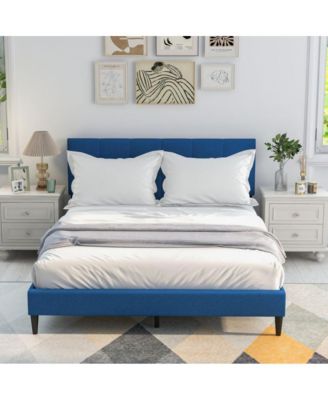 Queen Size Upholstered Platform Bed with Button Tufted Headboard