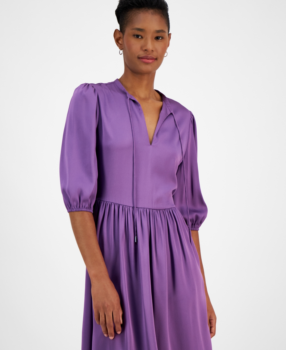 Boss Orange Women's Dorena Solid-Color Elbow-Sleeve A-Line Dress