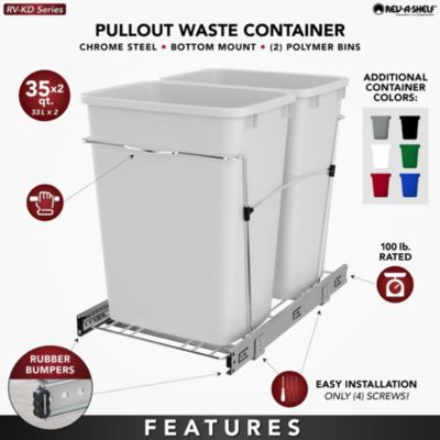 Double Pullout Trash Can 35 qt. for Kitchen, RV-18KD-2218C-S