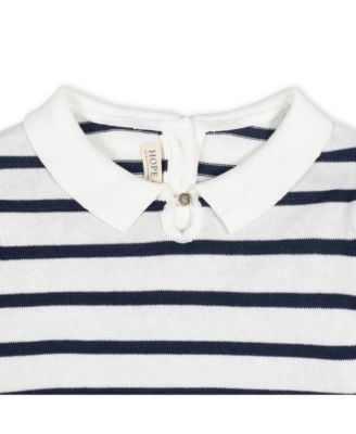 Baby Girls French Collared Keyhole Long Sleeve Sweater