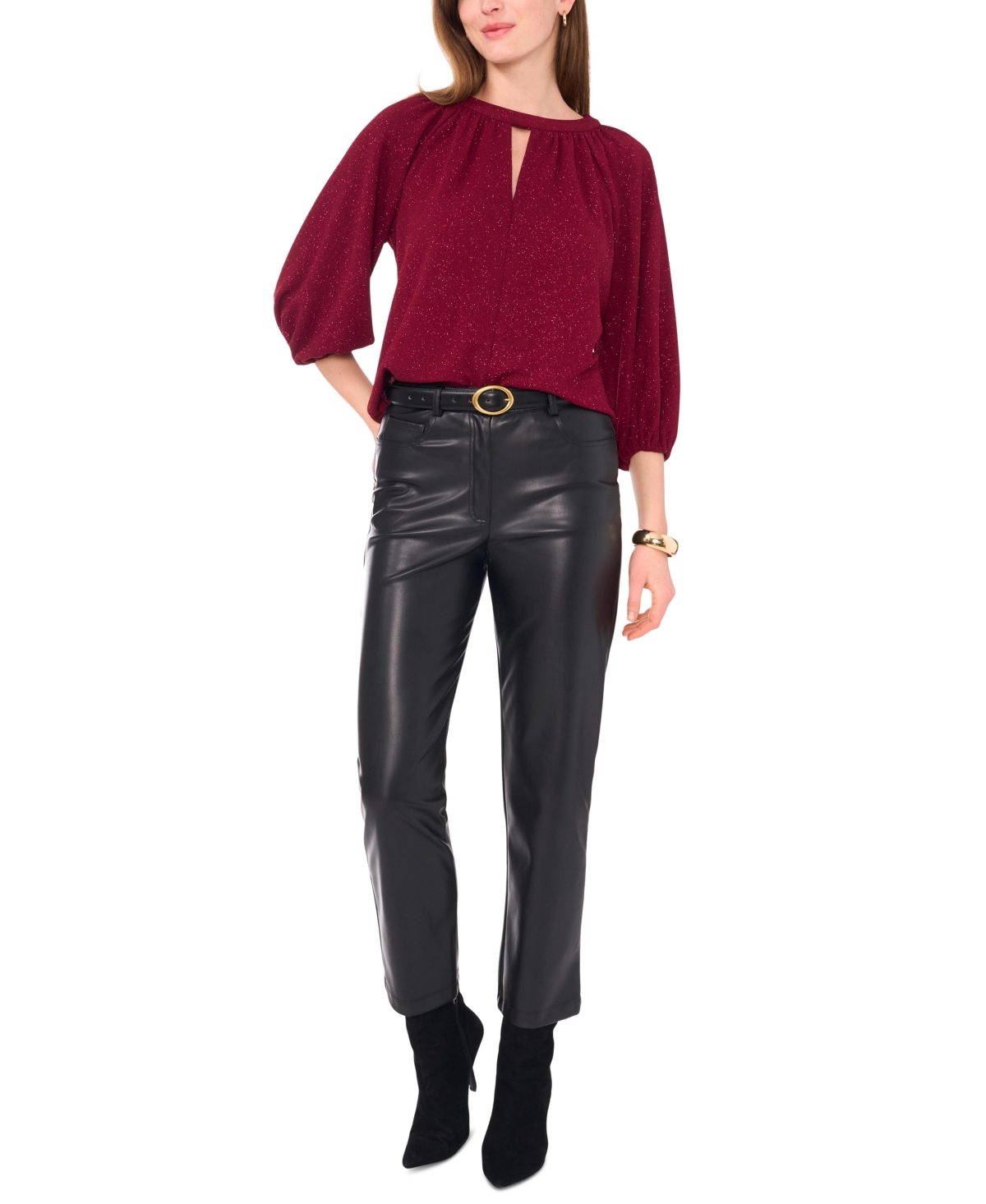 Vince Camuto Women's 3/4-Sleeve Keyhole Top