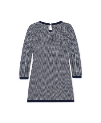 Baby Girls Organic Long Sleeve Bow Detail Intarsia Sweater Dress