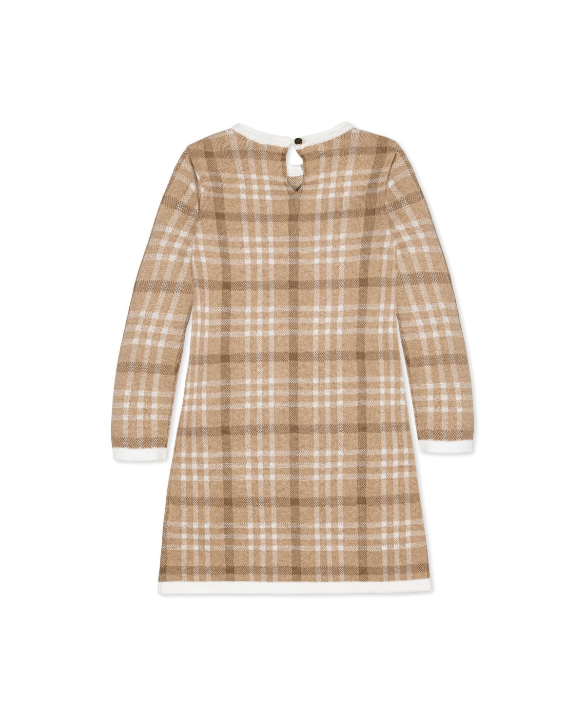 Hope & Henry Girls' Organic Long Sleeve Bow Detail Intarsia Sweater Dress
