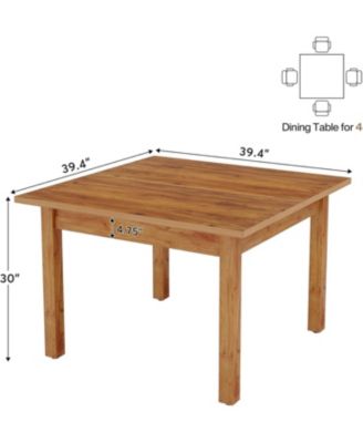 Wood Dining Table Farmhouse Kitchen Table for Dining Room Living Room, 2-4 Person Dining Room Table Square Dinner Tables with Wooden Legs Oak Top for Small Space, Rustic Brown(Only Table