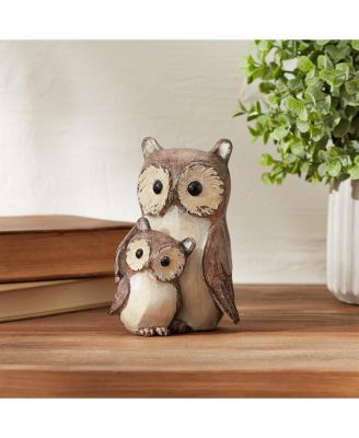 Owl with Baby Figurine Charming Family Home Decor Accent (Set of 4)