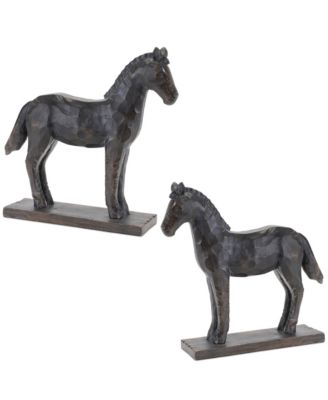 Horse Figurine on Stand Elegant Home Decor Accent (Set of 2)