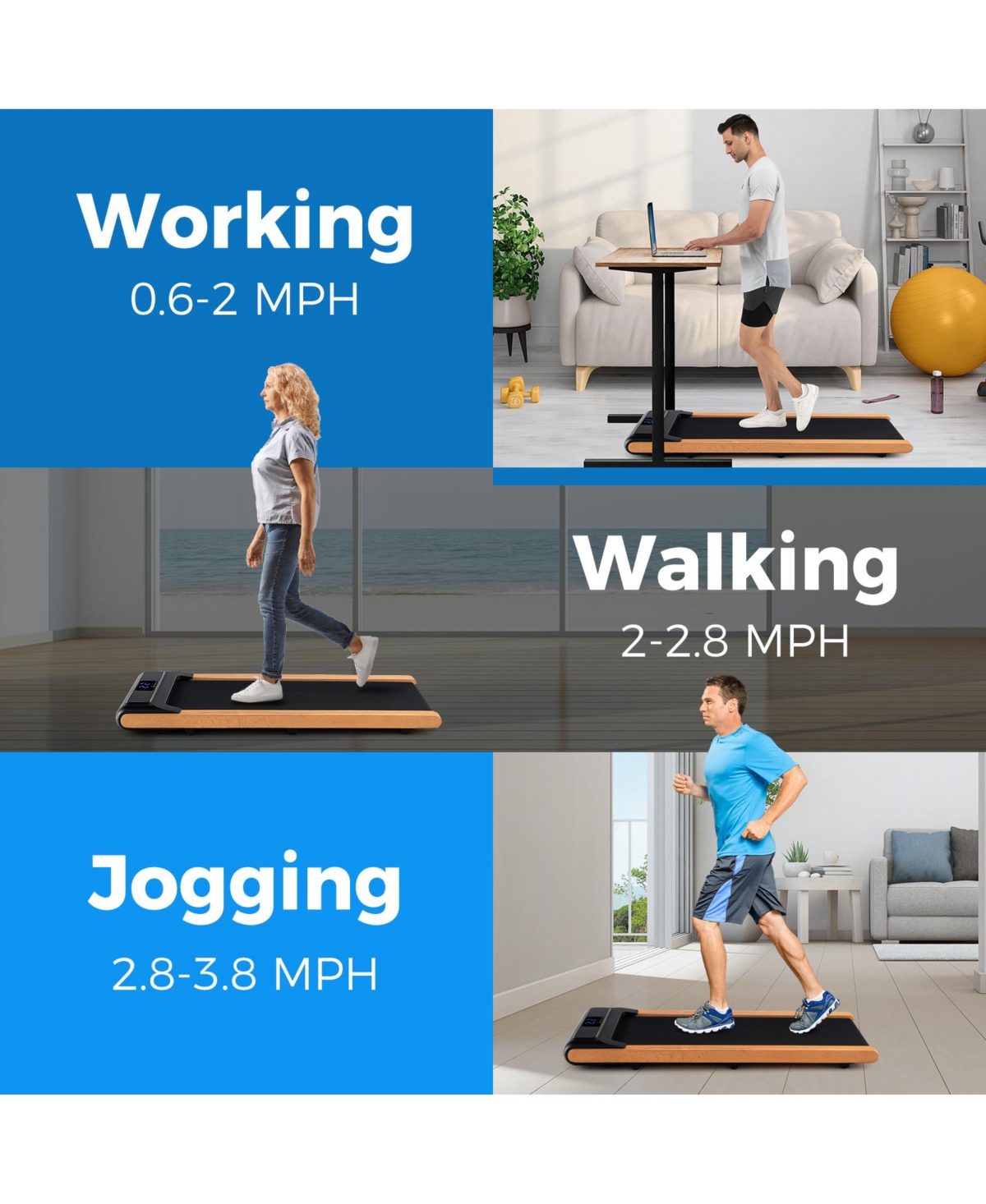Vebreda 3-in-1 Walking Pad with Remote and Smart App Control for Home Office