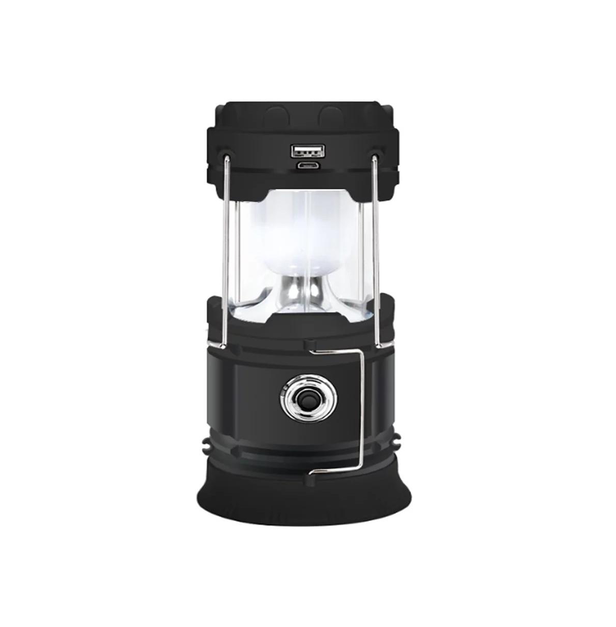 Solar Camping Lantern Battery Powered for Emergency - Black
