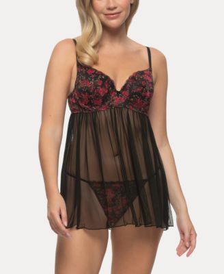 Jezebel - Besame Lace and Mesh Babydoll Set