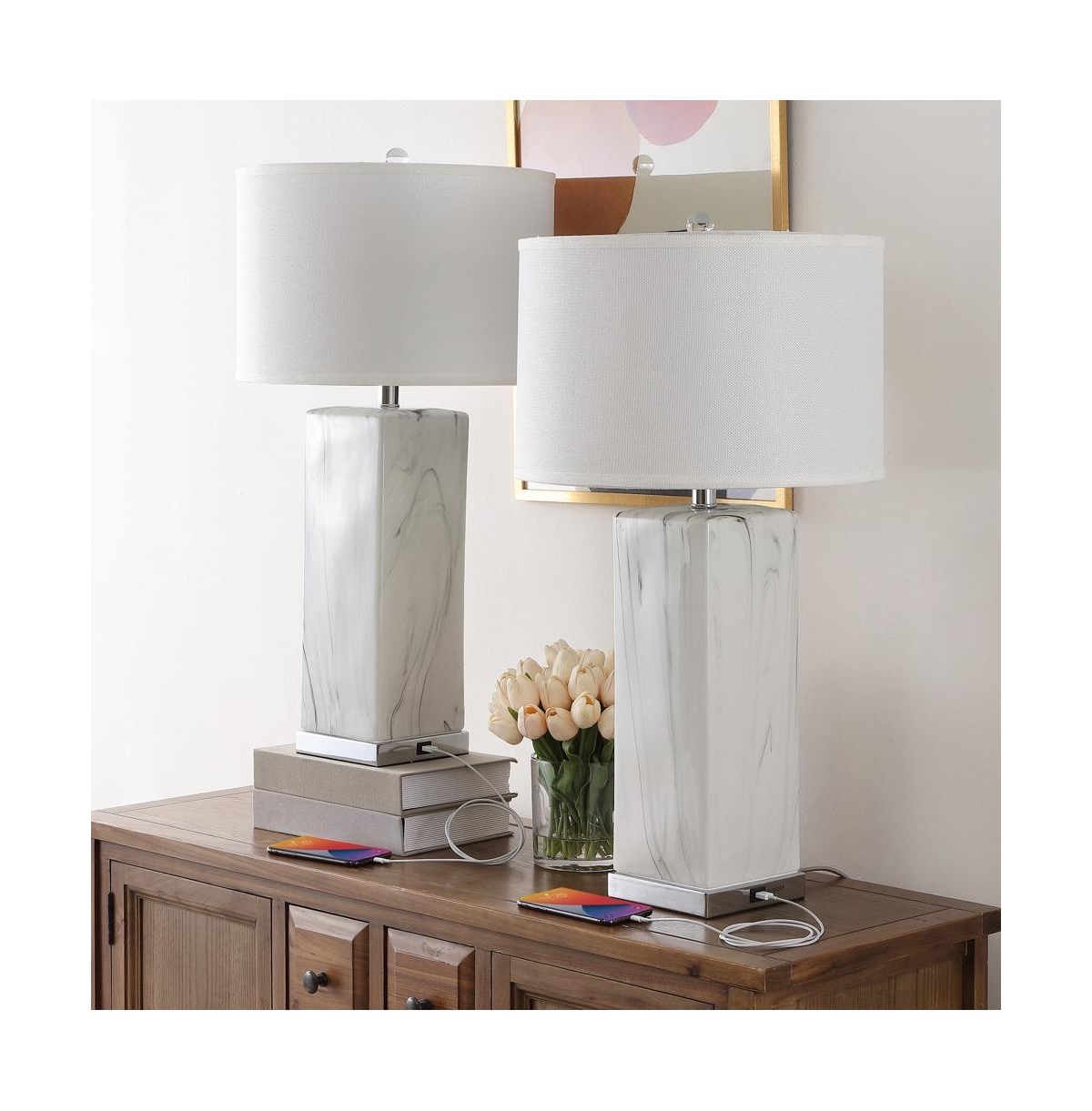 Safavieh Olympia Table Lamp Set Of 2 W/ Usb Port -white