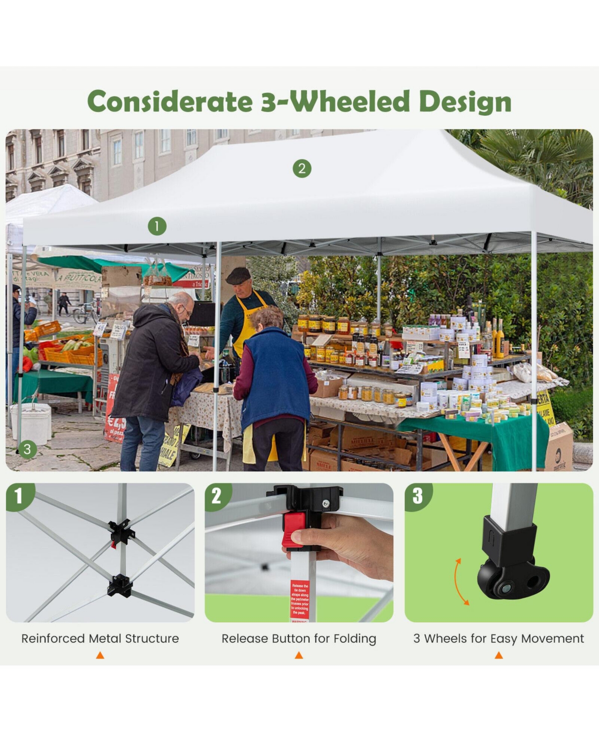 Givimo 10 x 20 Feet Outdoor Pop-Up Patio Folding Canopy Tent