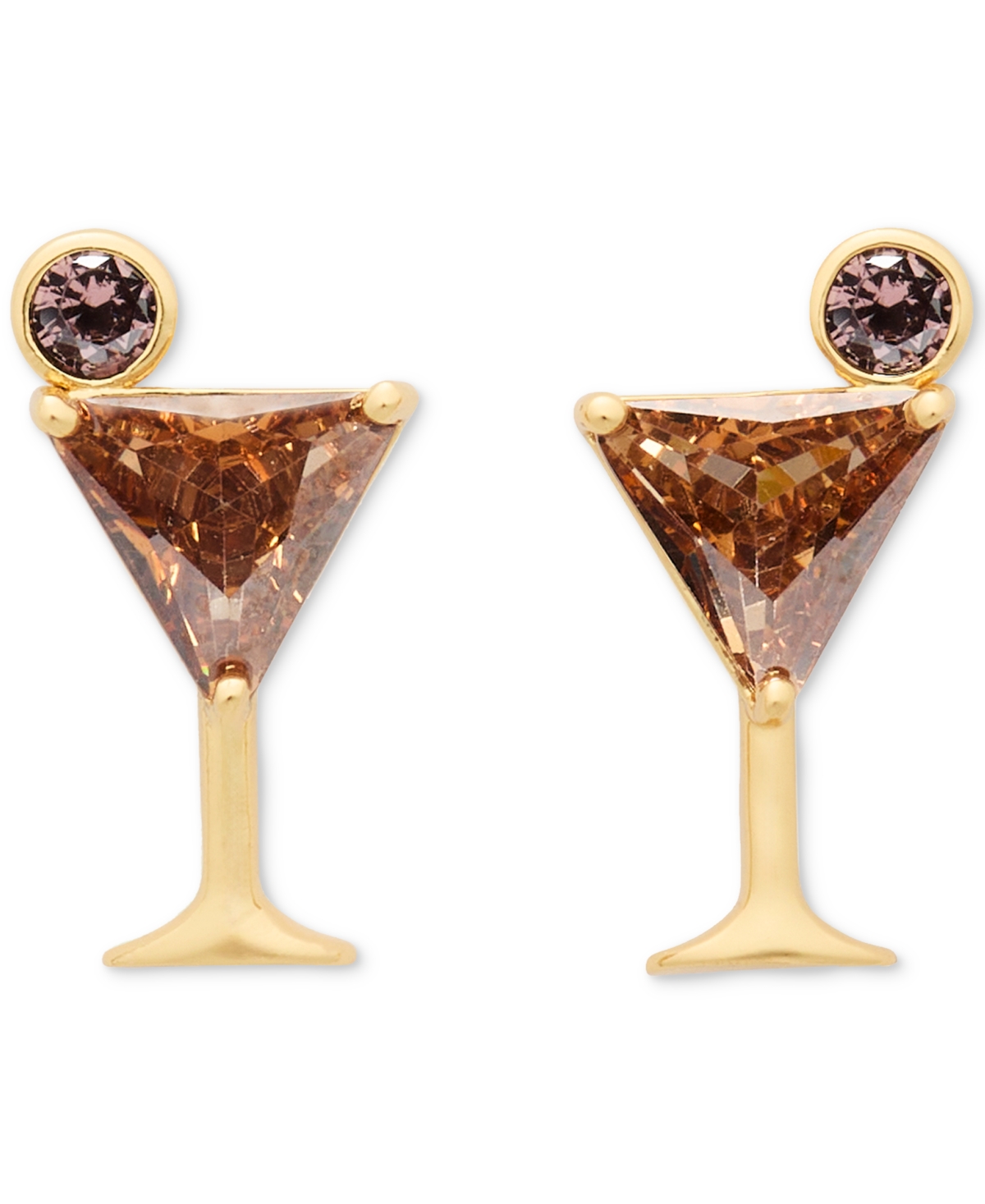 Kate Spade Gold-tone Color Cubic Zirconia Martini Stud Earrings In Champagne