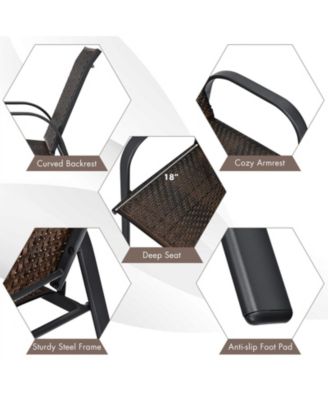 Set of 6 Outdoor PE Wicker Stackable Chairs with Sturdy Steel Frame