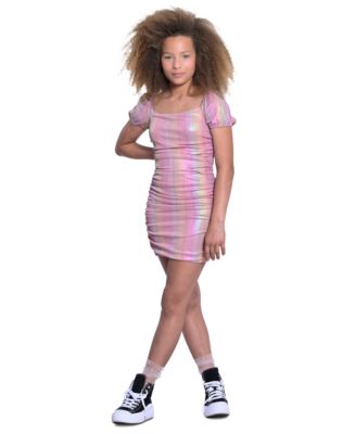 knee length dresses for ladies Ruched Mesh Midi Dress