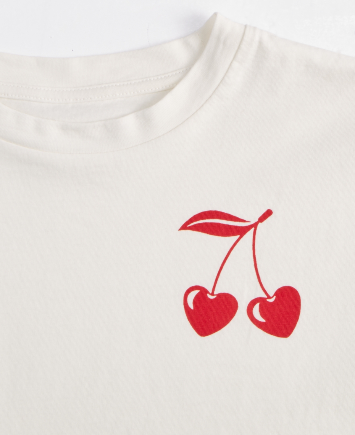 With Jules Big Girls Cotton Cropped Cherry Graphic T-Shirt