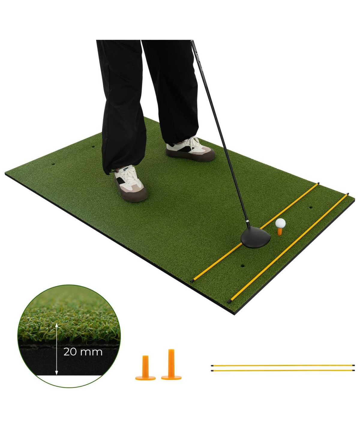 5 x 3 ft Artificial Turf Grass Practice Mat for Indoors and Outdoors-20mm - Green