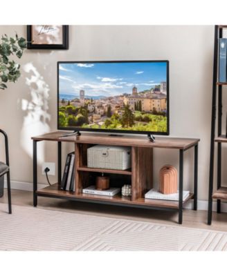 TV Stand Entertainment Center with Open Storage Shelves and Power Outlets to 50 Inches